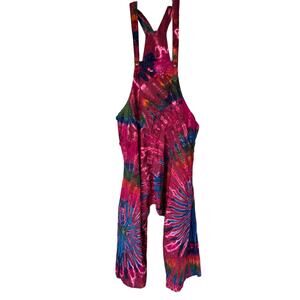Hippie boho Tie Dye Harem overalls adjustable straps Large